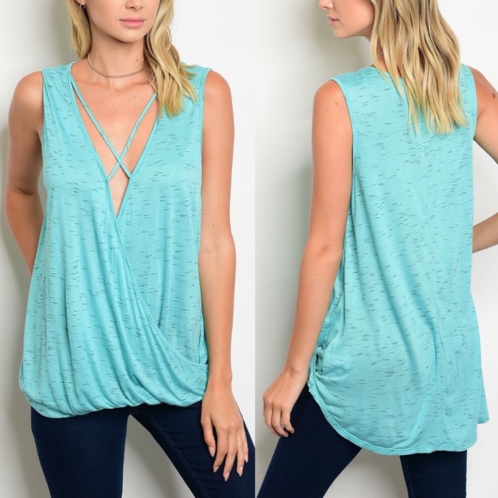 Aqua & Black Marled Crisscross Tunic - Picture 6 of 6